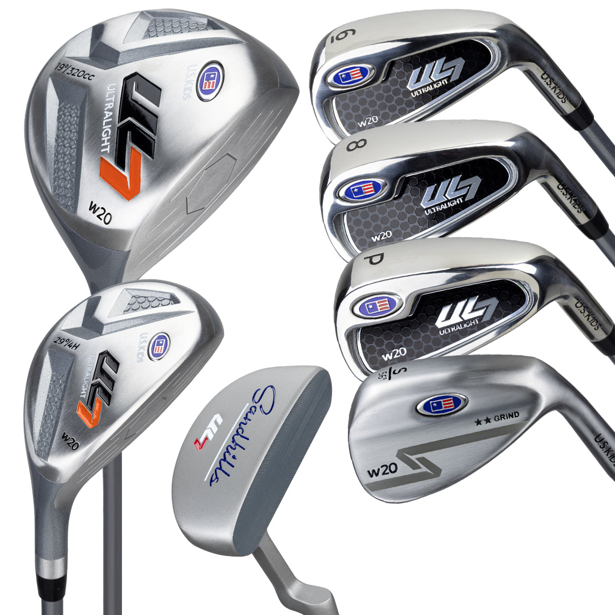 UL7 51 7 Club Stand Set, All Graphite, Black/ Right / Black/Orange