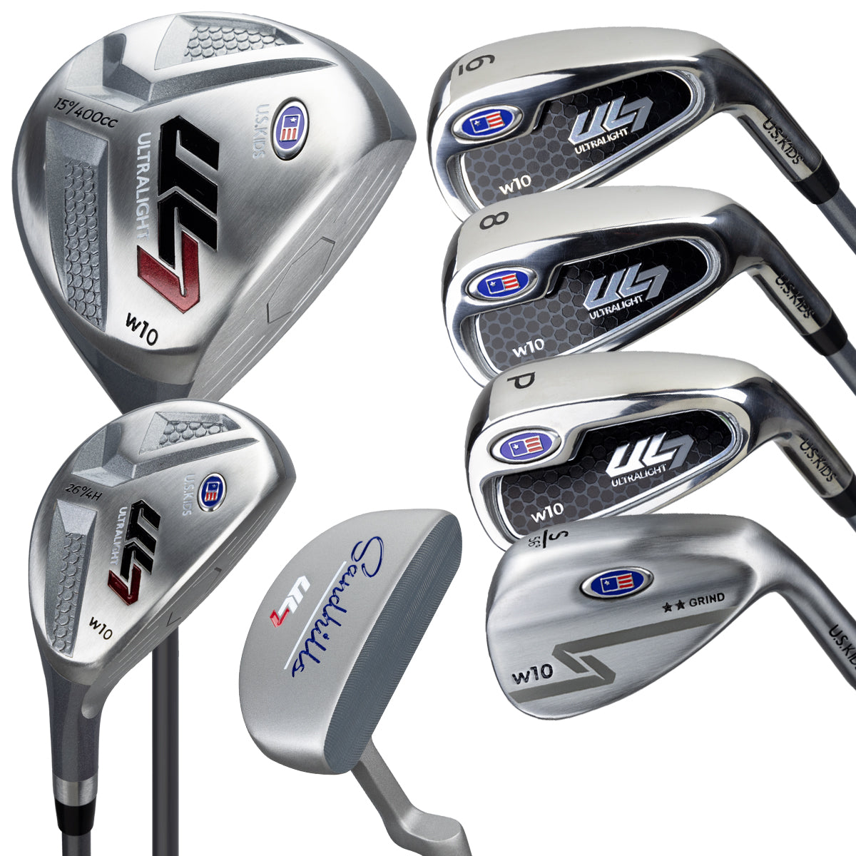UL7 60 7 Club Stand Set, All Graphite, Black/Maroon Bag Right / Silver/Navy