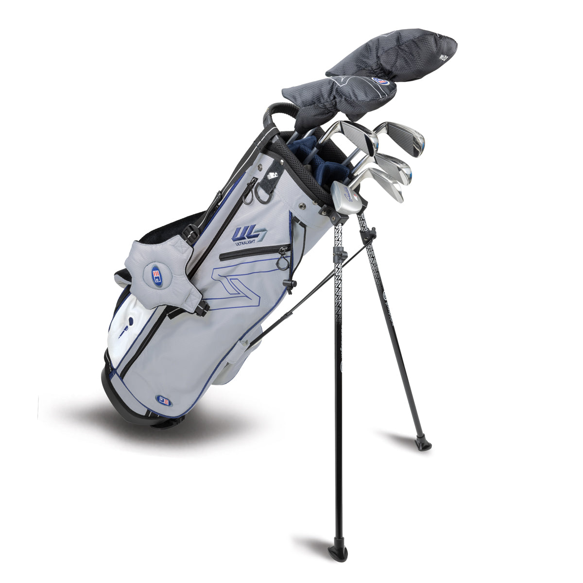 UL7 60 7 Club Stand Set, All Graphite, Black/Maroon Bag Right / Silver/Navy