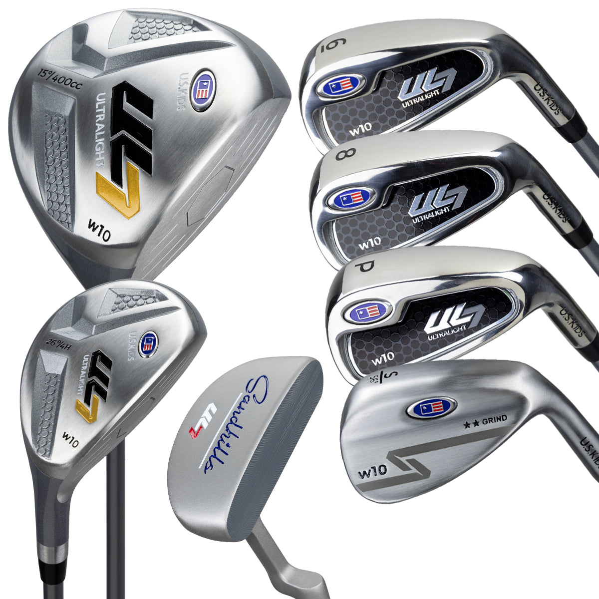 UL7 63 7 Club Stand Set, All Graphite, Black/Gold Bag Right / Navy/Navy