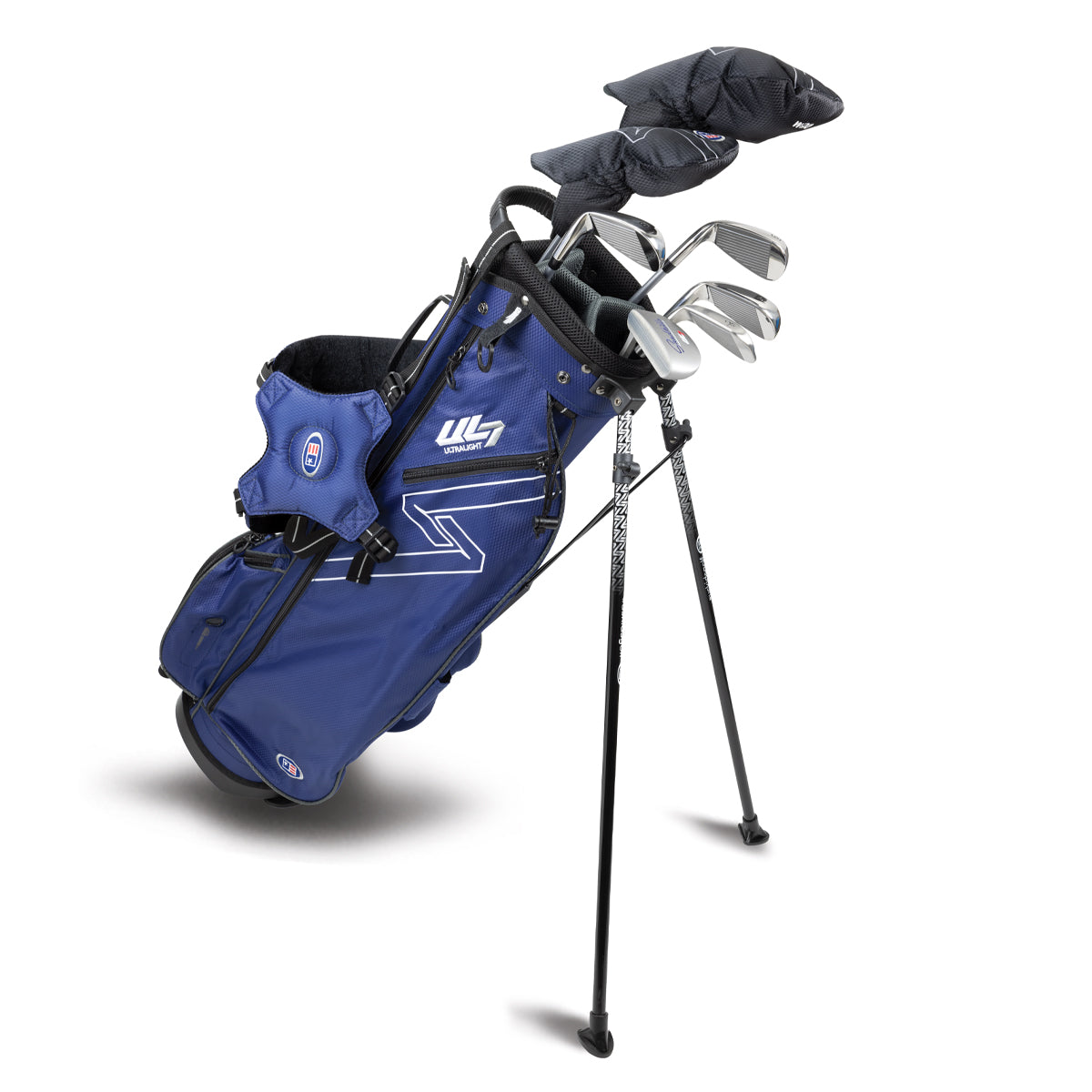 UL7 63 7 Club Stand Set, All Graphite, Black/Gold Bag Right / Navy/Navy