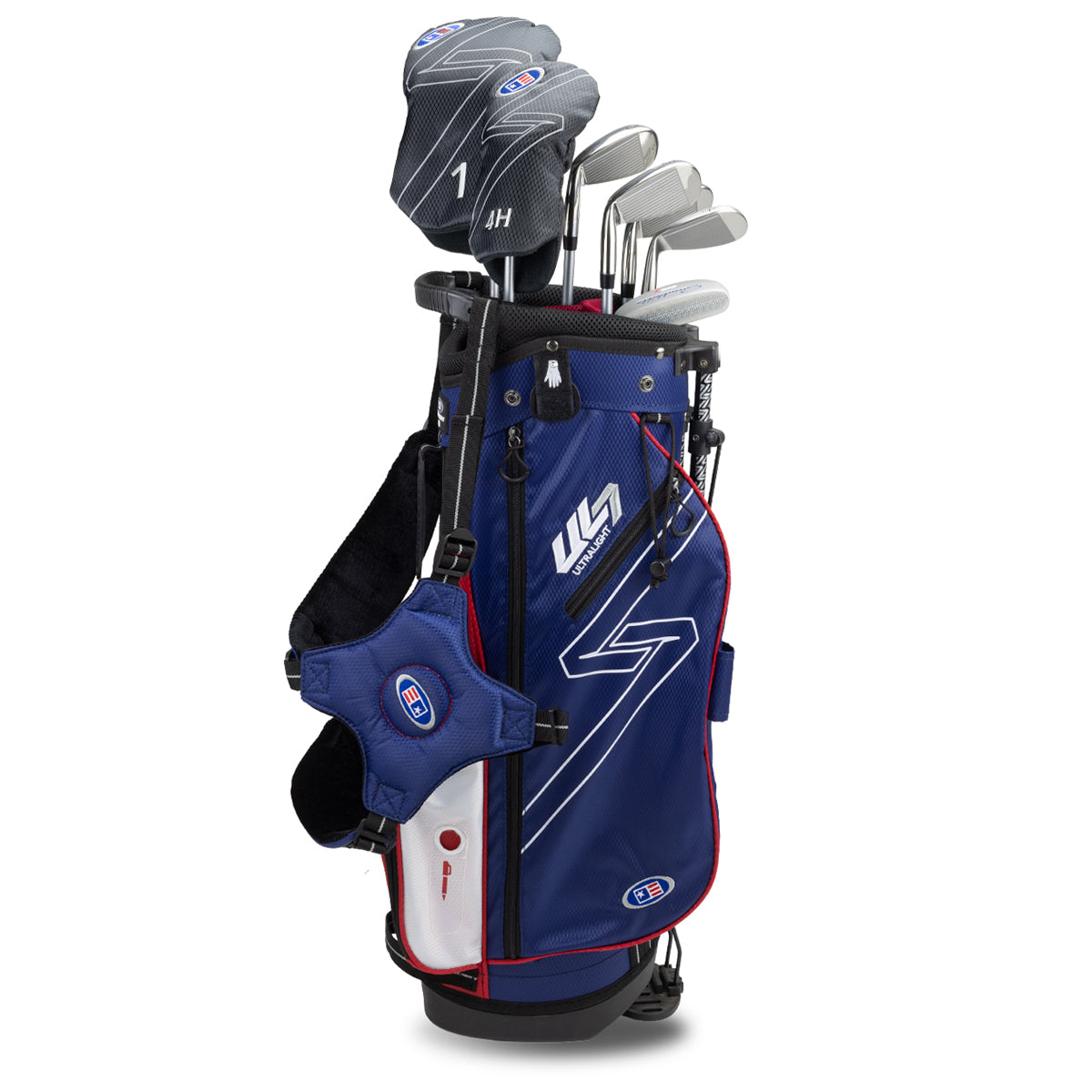 UL7 48 7 Club Stand Set, All Graphite, Black/Teal Bag Right / Navy/Red