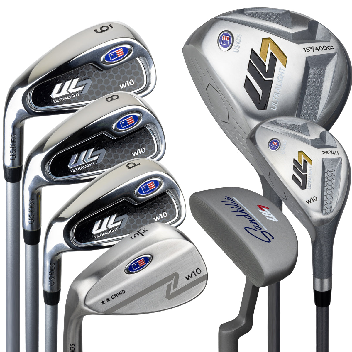 UL7 63 7 Club Stand Set, All Graphite, Black/Gold Bag Left / Black/Gold